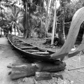 Fabrication d'une pirogue en Guyane entre France et Suriname sur le Maroni.
