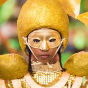 Carnaval de Guyane. Parade de Kourou 2017. Deguisement. Touloulou. Masques. Costumes. Marionnettes. Diables rouges. Noir marron. Neg marron. Balayeuses.