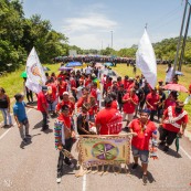 Crise sociale en Guyane. 4 avril 2017. Manifestation à Kourou, aux pieds du CSG (Centre Spatial Guyanais).