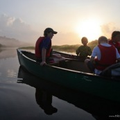 Marais de Kaw en Guyane au leve du soleil. En canoe et en kayaks. Enfants, famille.