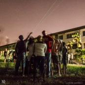 Lycee damas a Remire Montjoly Guyane. Nuit des etoiles. Telescope astronomie lunette. Observation. Laser dans le ciel.